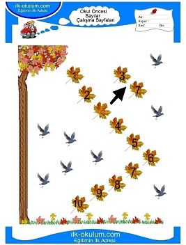 Çocuklar İçin sayı Çalışma Sayfaları 